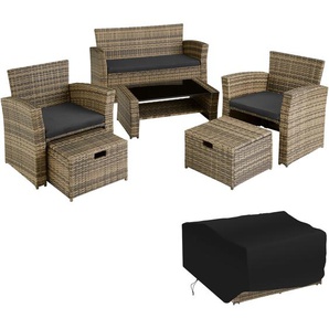 GmbH Rattan Sitzgruppe Modena 3+2+1 inkl. Schutzhülle - natur 403719