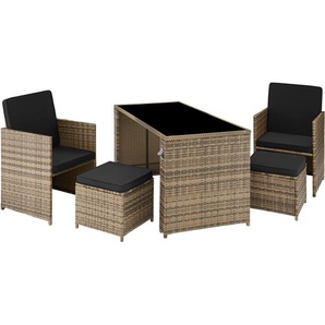 GmbH Rattan Sitzgruppe Palermo 2+2+1 - natur 403563