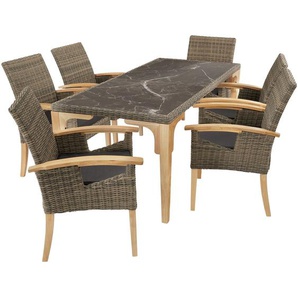 GmbH Rattan Tisch Foggia mit 6 Stühlen Rosarno - natur 404860