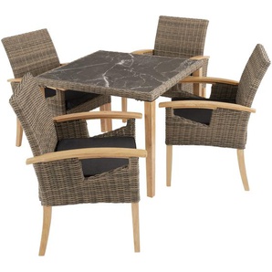 GmbH Rattan Tisch Tarent mit 4 Stühlen Rosarno - natur 404858