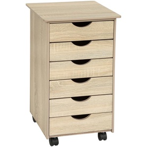 GmbH Rollcontainer aus Holz 65x36x40cm - Holz hell, Eiche Sonoma 401788