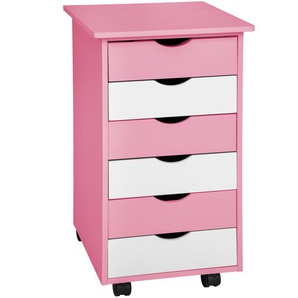 GmbH Rollcontainer aus Holz 65x36x40cm - rosa 400924