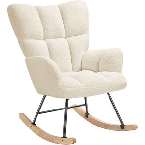 GmbH Schaukelstuhl Torve, gepolstert, Bouclé-Stoff, Holzkufen - Bouclé beige 405847
