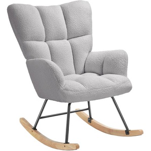 GmbH Schaukelstuhl Torve, gepolstert, Bouclé-Stoff, Holzkufen - Bouclé hellgrau 405848