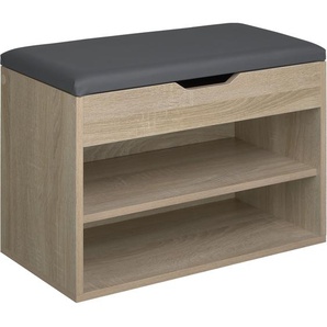 GmbH Schuhbank Jasmina mit Sitzpolster 60x30x43,5cm - Holz hell, Eiche Sonoma 403616