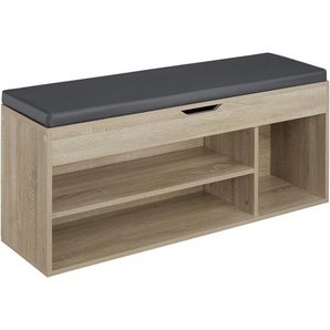 GmbH Schuhbank Natalya mit Sitzpolster 104x30x49cm - Holz hell, Eiche Sonoma 403625
