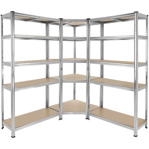 GmbH Schwerlastregalsystem Gustav, 3-teilig, 15 Böden, 2625 kg - silber 405047