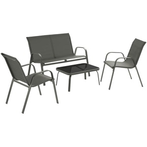 GmbH Sitzgruppe Nora für 4 Personen, Textilene-Gewebe - anthrazit 406165