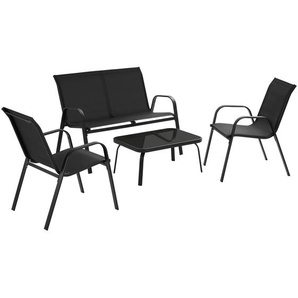 GmbH Sitzgruppe Nora für 4 Personen, Textilene-Gewebe - schwarz 406166