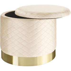 GmbH Sitzhocker Coco gepolstert in Samtoptik 300kg mit Stauraum - creme 403983