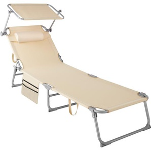 GmbH Sonnenliege Chloé 4-stufig, Kopfpolster und Tasche - beige 405096