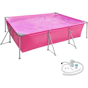 GmbH Swimming Pool rechteckig mit Filterpumpe 300 x 207 x 70 cm - pink 403822