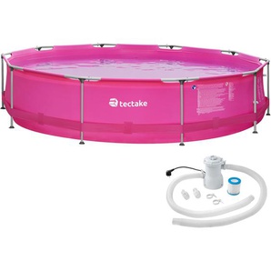 GmbH Swimming Pool rund mit Stahlrahmen und Filterpumpe Ø 360 x 76 cm - pink 403824