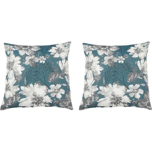 Dekokissen GO-DE Klara Dekokissen_Sitzkissen_Kissenhüllen Gr. B/L: 48 cm x 48 cm, 2 St., Polyester-Baumwolle, blau (blau, geblümt) Dekokissen gemustert Kopfkissen 2er Set
