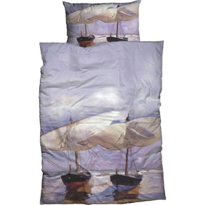 Goebel Bettwäsche Sorolla Beach Boats, Satin, 2 teilig, Design eines des bedeutendsten spanischen Künstlers Joaquin Sorolla