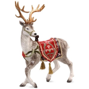 Goebel Weihnachtsfigur Fitz & Floyd XMAS, Weihnachtsdeko, Steingut, Figur - Rentier mit Sattel Rot