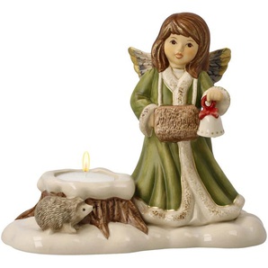 Windlicht GOEBEL Winterwald, Weihnachtsdeko Kerzenhalter Gr. B/H: 10,5 cm x 14,5 cm, bunt Windlichter Laternen Steingut, Freunde aus dem Wald