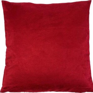 Kissenhüllen GÖZZE Alcatraz Kissenbezüge Gr. B/L: 50 cm x 50 cm, 2 St., Polyester, rot Kissenbezüge uni in Wildlederoptik