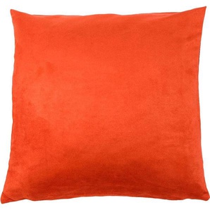 Kissenhüllen GÖZZE Alcatraz Kissenbezüge Gr. B/L: 60 cm x 60 cm, 2 St., Polyester, orange (terra) Kissenbezüge uni in Wildlederoptik