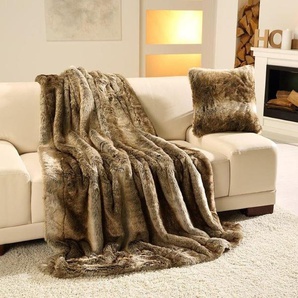Wohndecke GÖZZE Braunbär Felloptik Wohndecken Gr. B/L: 150 cm x 200 cm, braun Kunstfaserdecken kuschelig warm, Kuscheldecke