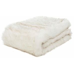Wohndecke GÖZZE Schneefuchs Wohndecken Gr. B/L: 150 cm x 200 cm, beige (creme) Kunstfaserdecken mit Kunstfell, Kuscheldecke