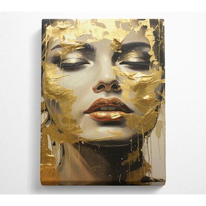 Gold Face Woman - Kunstdrucke auf Leinwand - Wrapped Canvas