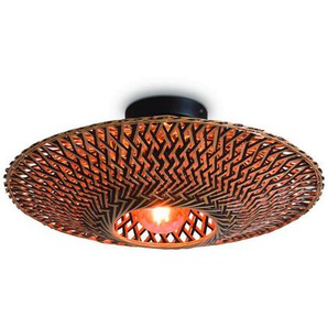 Good & Mojo Deckenleuchte Bali , Schwarz, Hellbraun , Metall, Naturmaterialien , rund,rund , 26 cm , Handmade in Vietnam , Lampen & Leuchten, Innenbeleuchtung, Deckenleuchten