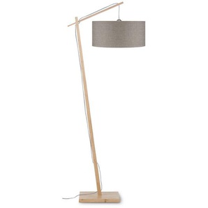 Good & Mojo Stehleuchte Andes , Natur, Hellbraun , Holz, Textil , Bambus , 176 cm , Fußschalter , Lampen & Leuchten, Innenbeleuchtung, Stehlampen, Stehlampen