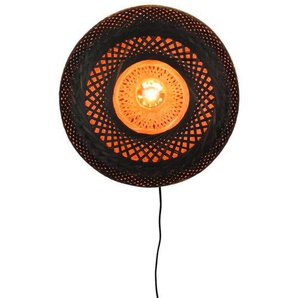 Good & Mojo Wandleuchte Good&Mojo, Schwarz, Holz, Bambus, rund,rund, 40x40 cm, LED-Leuchtmittel austauschbar, Lampen & Leuchten, Innenbeleuchtung, Spots & Strahler, Wandstrahler