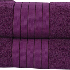 Badetuch GOOD MORNING Uni Towels Handtücher (Packung) Gr. B/L: 70 cm x 140 cm (2 St.), rot (bordeaux) Badetücher mit gewebtem Rand