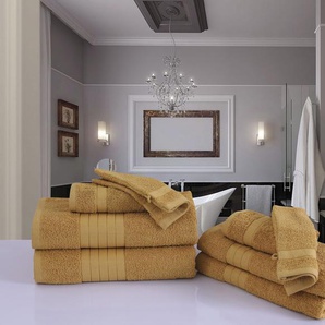 Handtuch Set GOOD MORNING Uni Handtuch-Sets Gr. 8 tlg., gelb (ocker) Handtuch-Sets mit Webrand