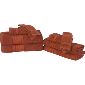 Handtuch Set GOOD MORNING Uni Handtuch-Sets Gr. 8 tlg., orange (terrakotta) Handtuch-Sets mit Webrand