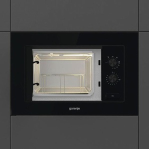 Gorenje Einbaumikrowelle, Schwarz, Metall, Glas, 59.5x38.2x32 cm, Garraumbeleuchtung, Grillfunktion, elektronisches Bedienfeld, Auftaufunktion,