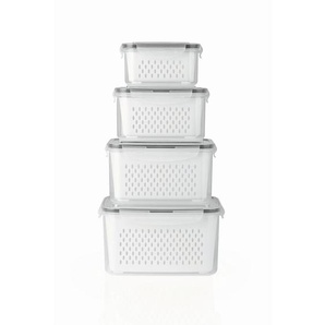 Gourmetmaxx Frischhaltedosenset GOURMETmaxx, Grau, Transparent, Kunststoff, 12-teilig, 4 L, 19x13x23.5 cm, Lfgb, auslaufsicher, lebensmittelecht,