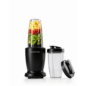 Gourmetmaxx Smoothie GOURMETmaxx, Schwarz, Transparent, Metall, Kunststoff, 0,54 L, 11.5x31.8x11.5 cm, CE, abnehmbarer Mixbehälter, rutschfeste Füße, Smoothie-Funktion, Messer aus Edelstahl, Küchengeräte, Mixer