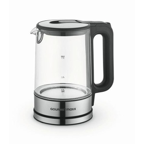 Gourmetmaxx Wasserkocher GOURMETmaxx, Schwarz, Edelstahl, Metall, Kunststoff, Glas, 1,7 L, 15x24x21 cm, kabellos, Überhitzungsschutz, 360°-Sockel,