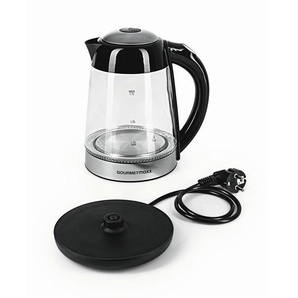 Gourmetmaxx Wasserkocher GOURMETmaxx, Schwarz, Edelstahl, Metall, Kunststoff, Glas, 1,7 L, 16x25x21 cm, automatische Abschaltung, Überhitzungsschutz, 360°-Sockel, abgedecktes Heizelement, Beleuchtung, digitale Temperaturanzeige, Küchengeräte, Wasserkocher