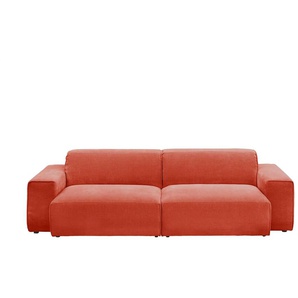 Gray & Jones Einzelsofa im Trendstoff Baltic Breeze ¦ rot ¦ Maße (cm): B: 196 H: 71 T: 101.0