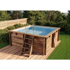 GRE - Pools Gartenpool Mallorca Pool aus Holz in Braun,