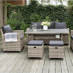 Green Spirit Madeira II Dininglounge Set, Polyrattan, grau, 7 Personen GS-107012