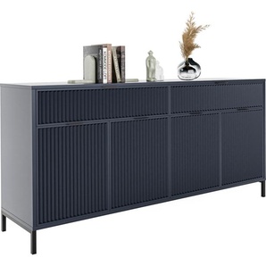 GrekPol Kommode Wave groß Aufbewahrungsschrank mit 2 Schubladen und 4 Türen Kommode Metallgestell Schubladenschrank Stauraum Sideboard Farbe: Indigo
