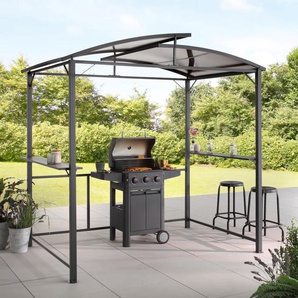 Grillpavillon KONIFERA Roma, grau (anthrazit), B/H/T: 245cm x 232cm x 150cm, Pavillons, Außenmaße BxT: 245x150 cm, Stahlgestell, Polycarbonat-Dachplatten, Topseller