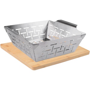 Grillschale FREYERSBACHER Backbleche Gr. B/H/T: 21,2 cm x 6,8 cm bis 6,8 cm x 25 cm, silberfarben Grillzubehör für alle Grillarten, sowie den Backofen geeignet