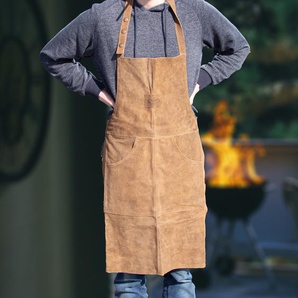 Grillschürze, Leder, Braun, Unisex, Universalgröße