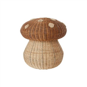 Großer pilzförmiger Aufbewahrungskorb, aus Rattan, 42 x 46 cm, von OYOY