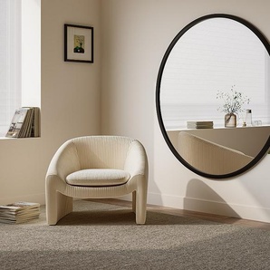 Großer Wandspiegel rund - Paulownia-Holz - 150 cm - Schwarz - ZANG