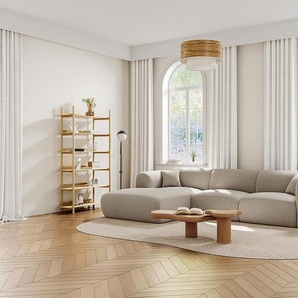 Großes Ecksofa - Ecke links - melierter Stoff - Beige - POGNI von Maison Céphy