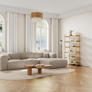 Großes Ecksofa - Ecke rechts - melierter Stoff - Beige - POGNI von Maison Céphy
