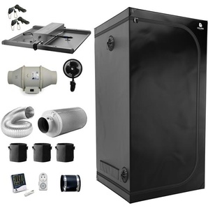 Growbox Komplettset 100x100x200 cm, 320W LED, für 3 Pflanzen - Deluxe L - Growzelt, Growschrank, indoor 100x100 Grow Box Komplett Set - Green Spirit