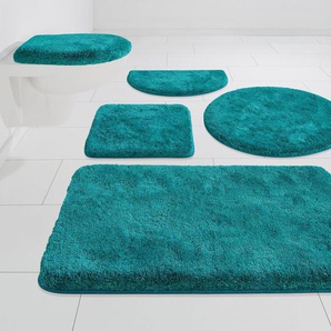 Grund Badematte Melos, Höhe 27 mm, rutschhemmend beschichtet, fußbodenheizungsgeeignet, Kunstfaser, rechteckig, 3-tlg. Stand-WC Set, melierte Optik, sehr weicher Flor, Melange-Effekt, Made in Europe